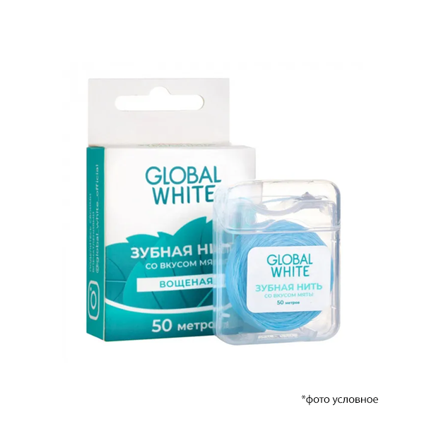 Зубная нить GLOBAL WHITE со вкусом мяты 43518
